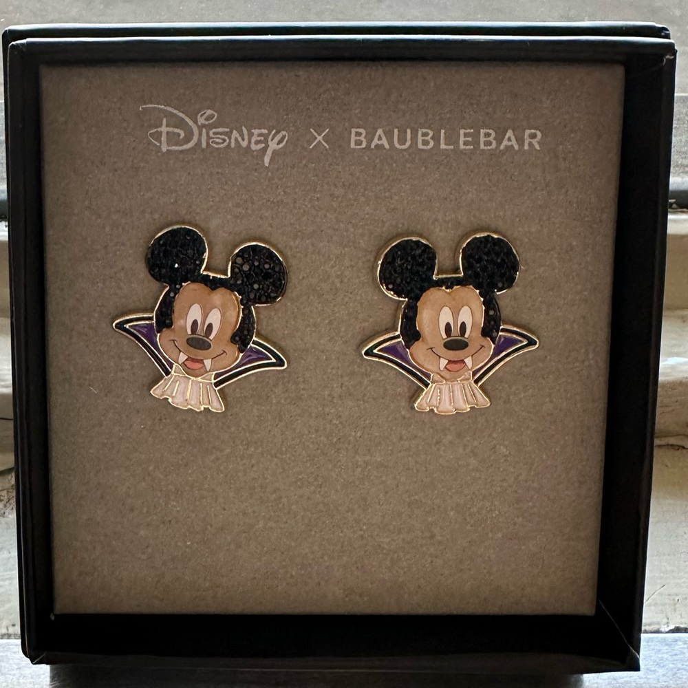 Disney Baublebar Mickey Bat Halloween earrings NWT